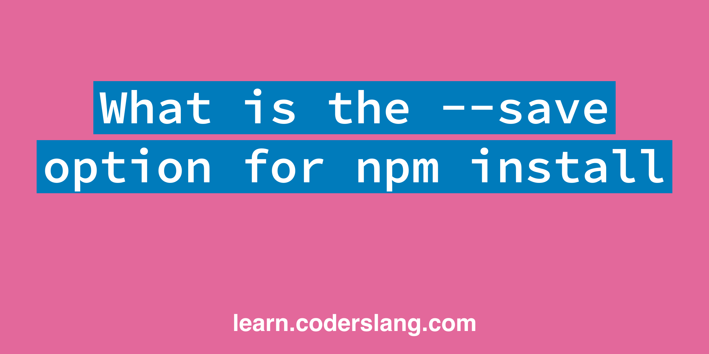 What is the save option for npm install